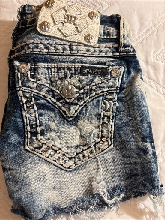 Miss Me Denim - Miss Me Blue Acid-Wash Embellished Back Pocket Jeans